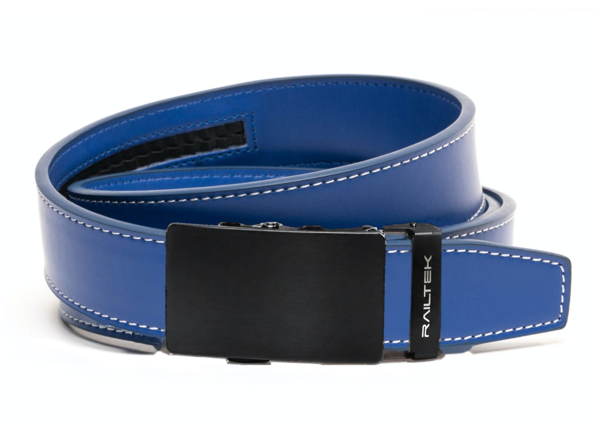 Black Railtek™ Belt – Royal Blue Contrast Stitch strap