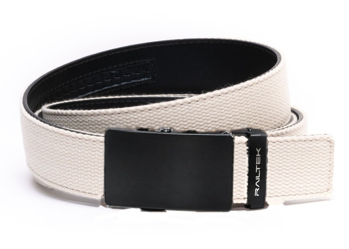 Black Railtek™ Belt – Cream Canvas strap