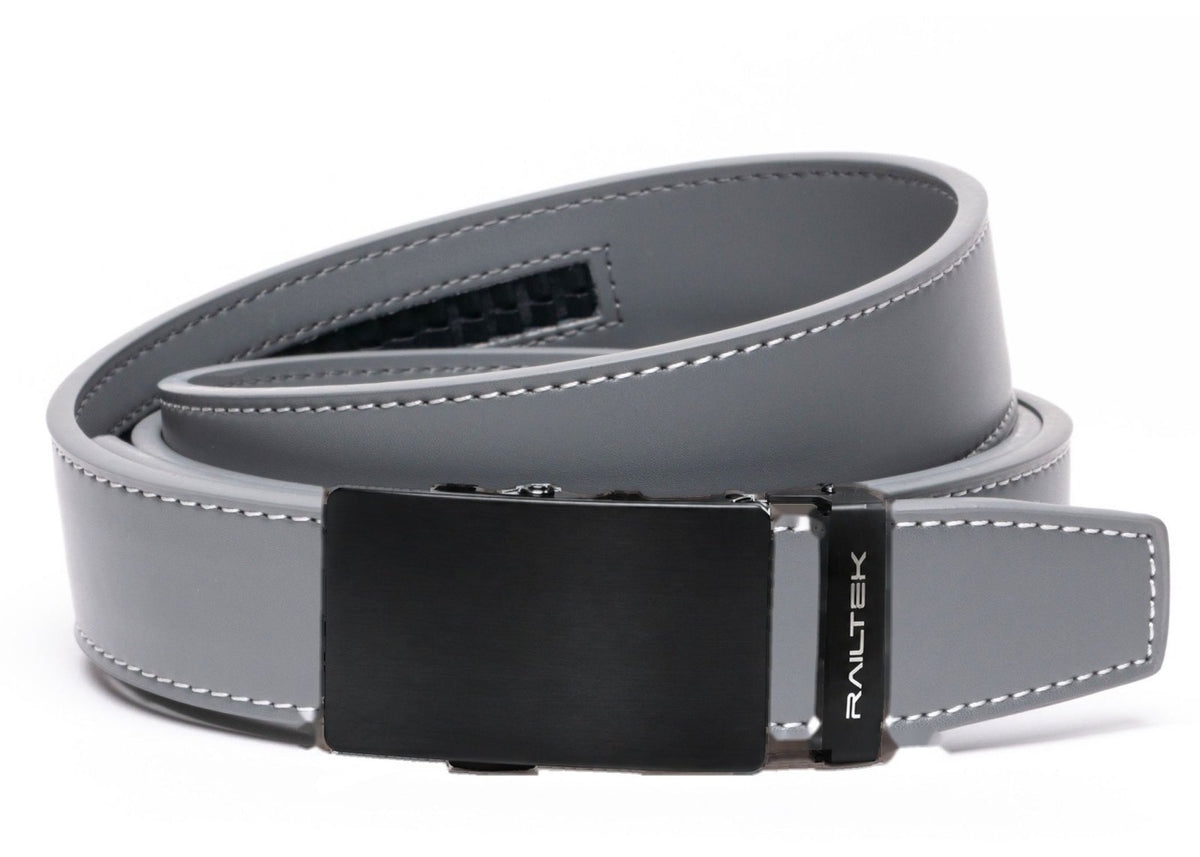 Black Railtek™ Belt – Light Grey Contrast Stitch strap