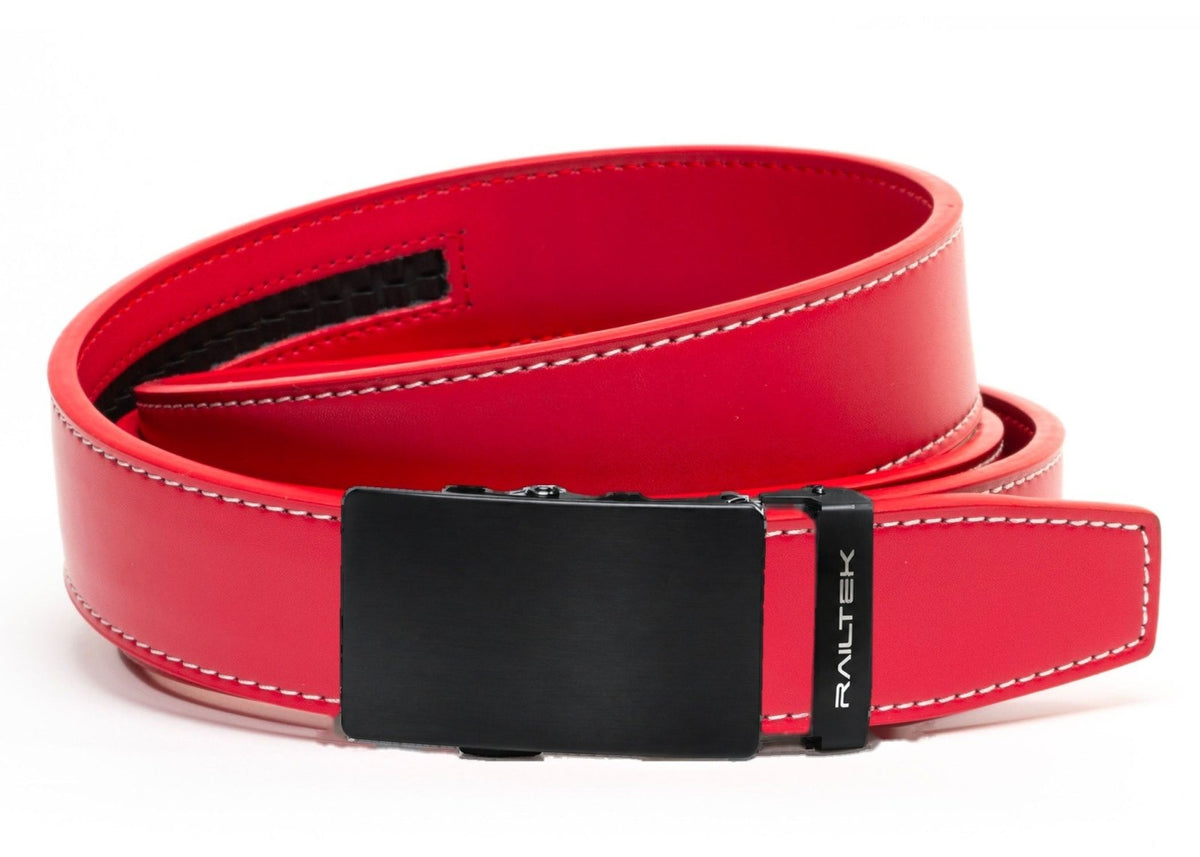 Black Railtek™ Belt – Red Contrast Stitch strap