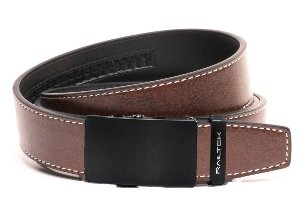 Black Railtek™ Belt – Tanned Leather Dark Brown strap