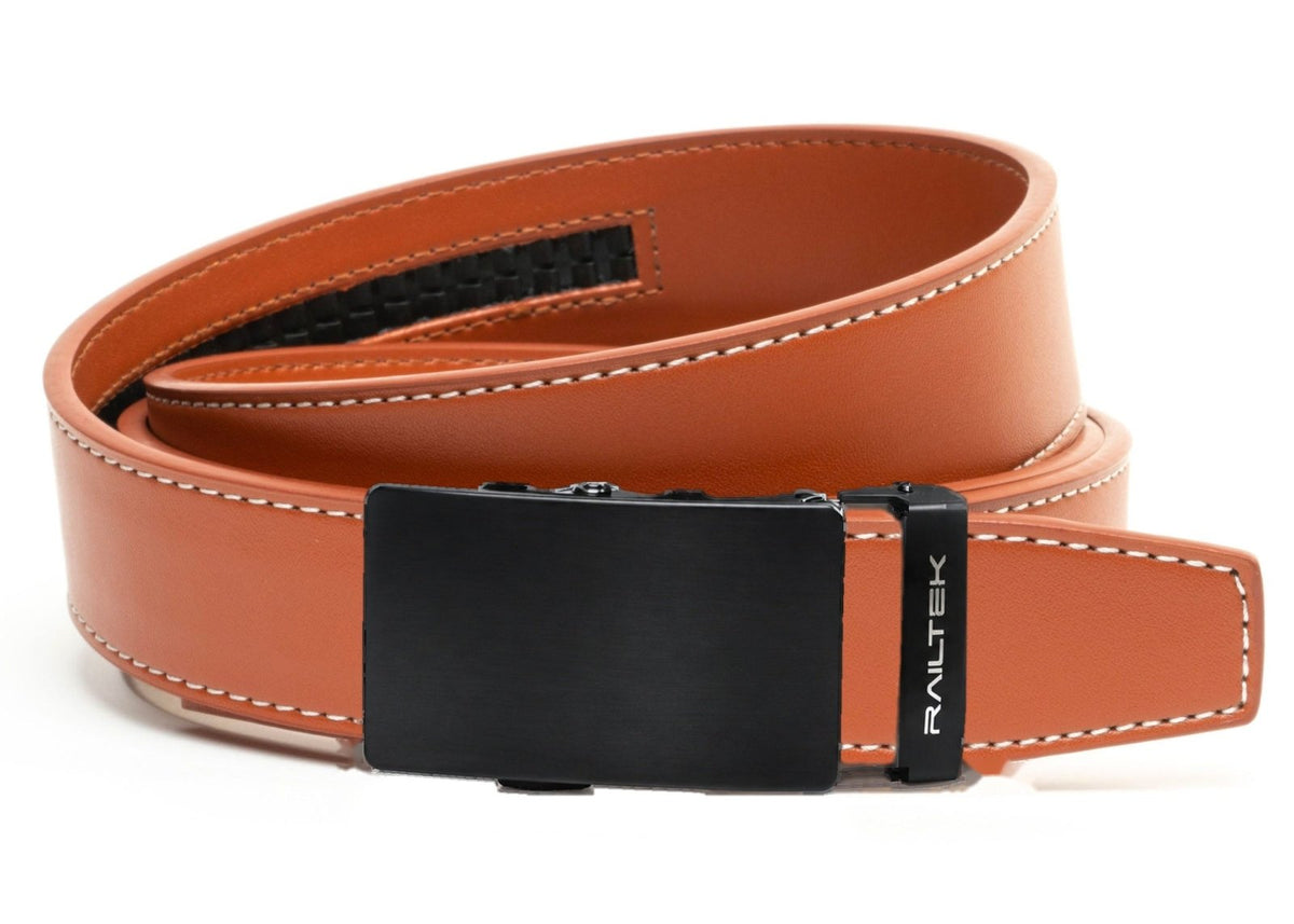 Black Railtek™ Belt – Tan Contrast Stitch strap
