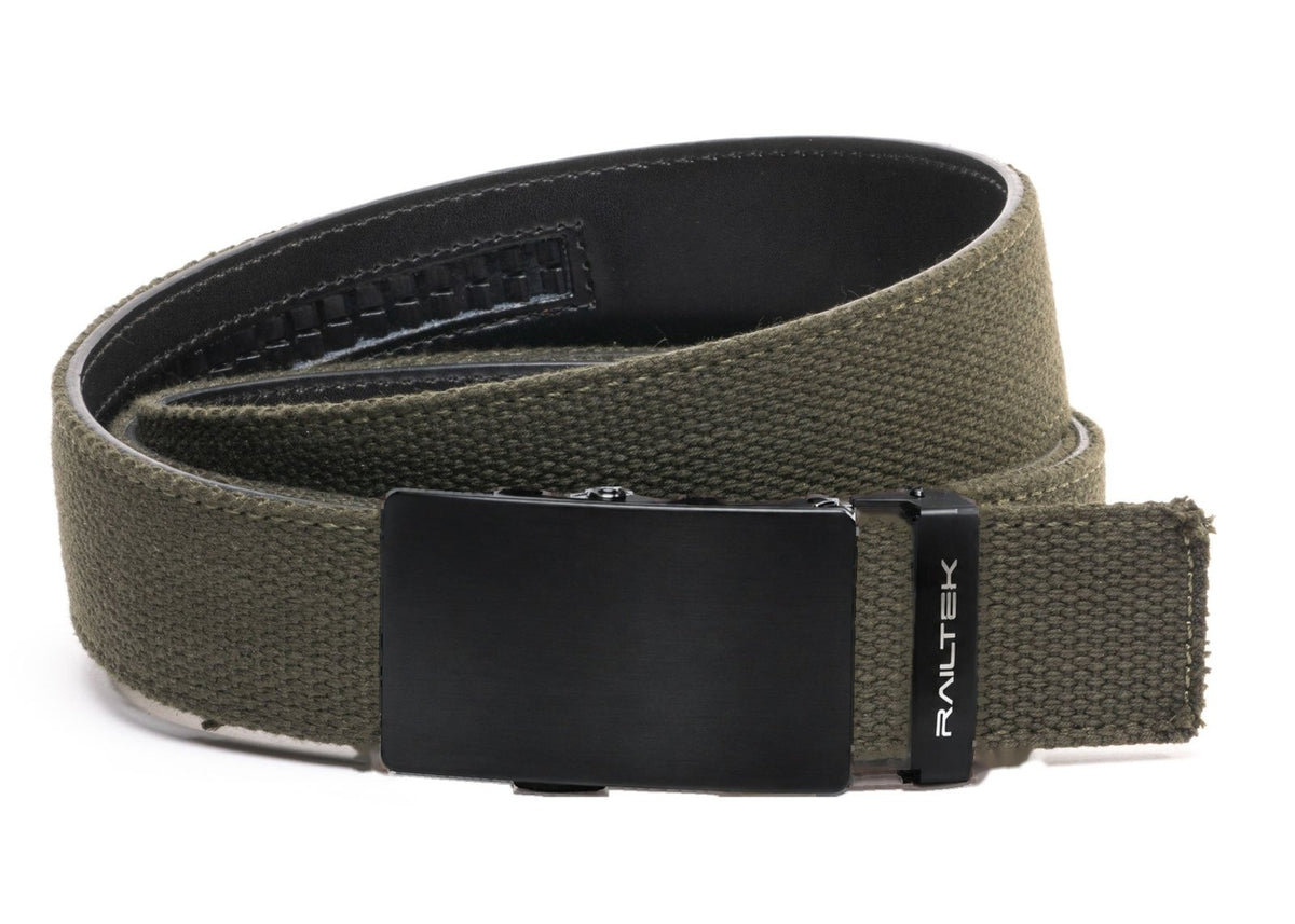 Black Railtek™ Belt – Dark Green Canvas strap