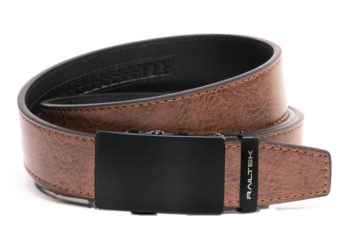 Black Railtek™ Belt – Tanned Leather Light Brown strap