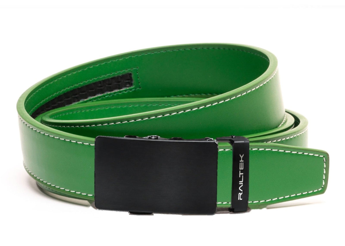 Black Railtek™ Belt – Light Green Contrast Stitch strap