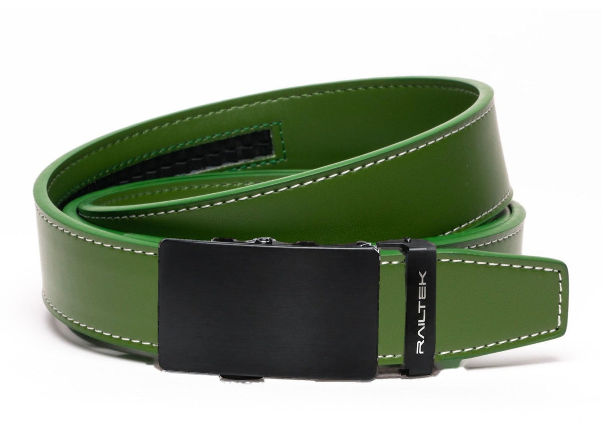 Black Railtek™ Belt – Wilderness Green Contrast Stitch strap