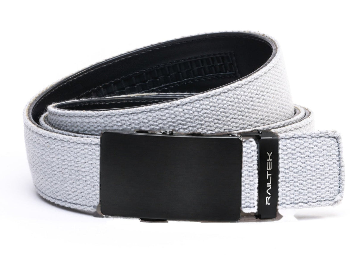 Black Railtek™ Belt – Light Grey Canvas strap