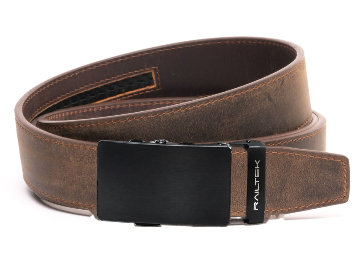 Black Railtek™ Belt – Light Brown Suede strap