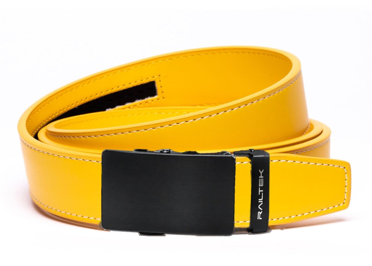 Black Railtek™ Belt – Yellow Contrast Stitch strap