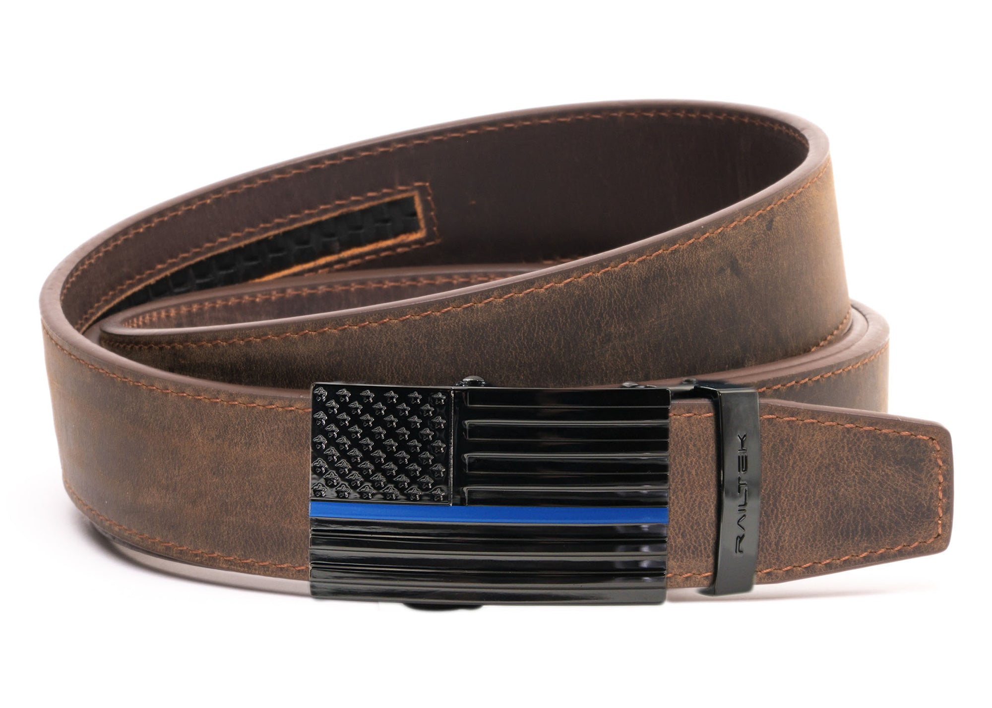 Thin blue clearance line belt buckle