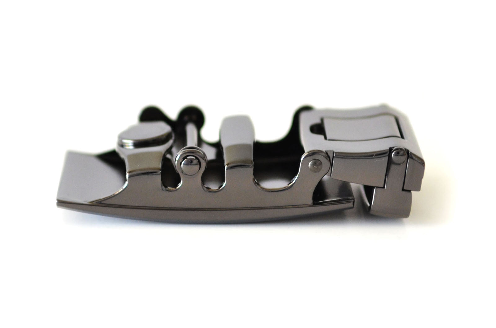 Traditional Open Gunmetal Buckle - Automatic Ratchet Belt Buckle - Railtek  Belts