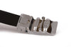 Brushed Steel Ratchet Belt - Side - Mens leather Ratchet belt with slide automatic buckle on belt with no holes