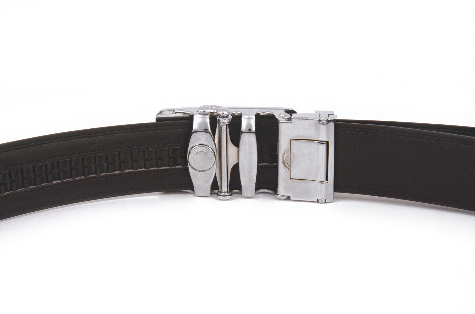 Custom Leather Belt with Contrast Stitching Black / 30 / Brushed Silver